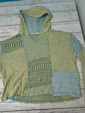 Oli and Hali Boho Olive Green Patchwork Festival Hoodie Size Large